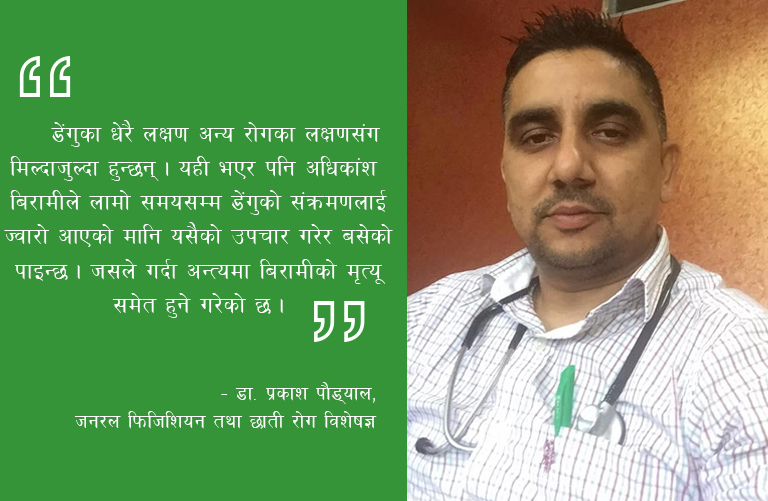 डेंगुले महामारीको रुप लिने खतरा : बच्नको लागि डाक्टर यस्तो सुझाब दिन्छन्…